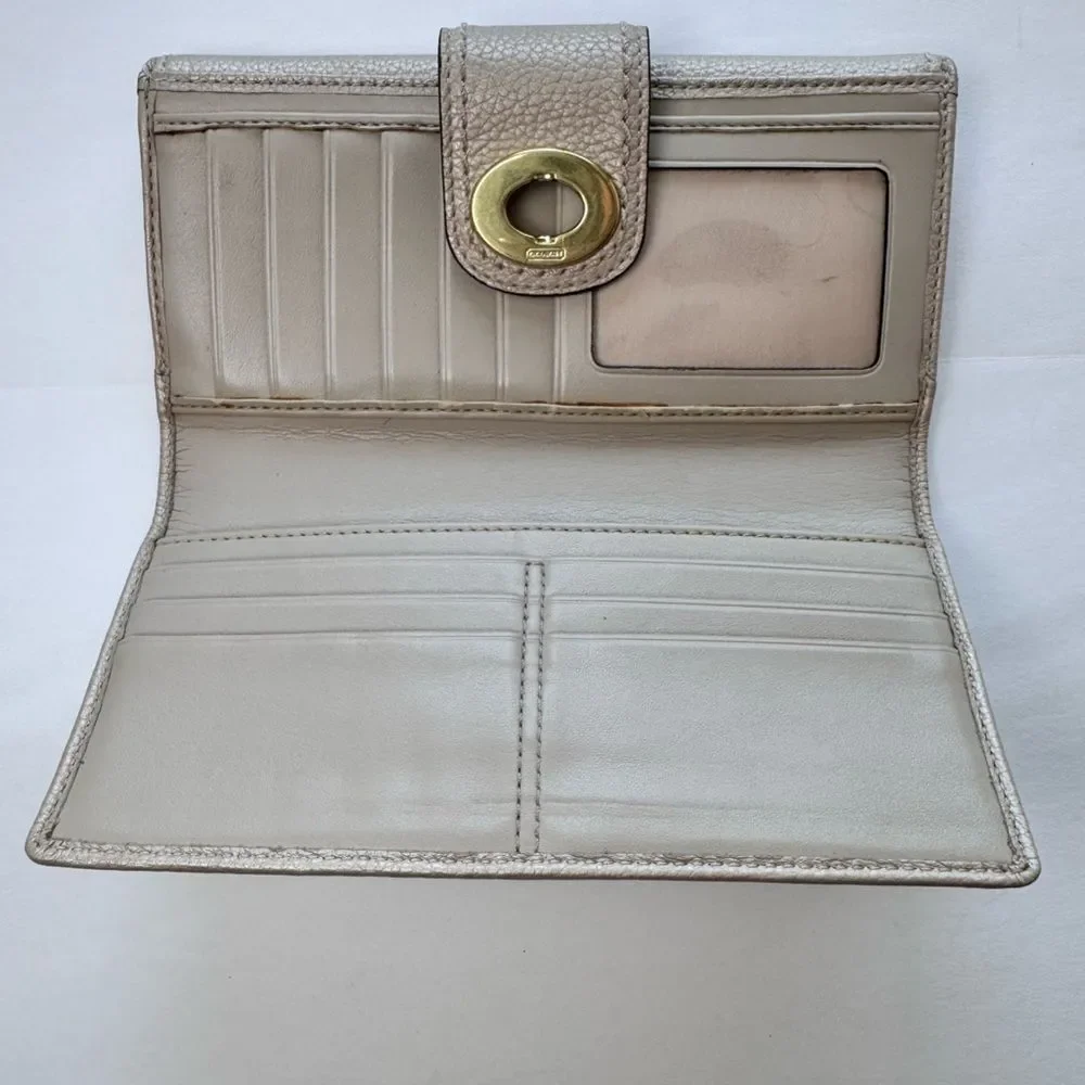 Coach Golden Taupe Pebble Leather Wallet Bifold